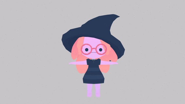 Witch Character Low Poly 3D Model