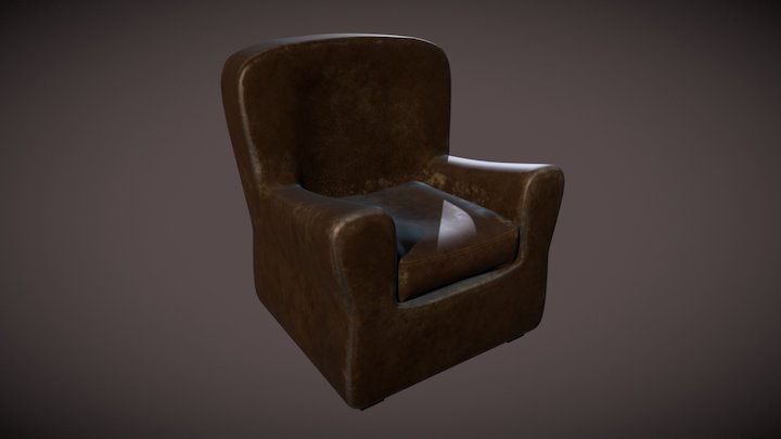 Fauteuil cuir usé 3D Model