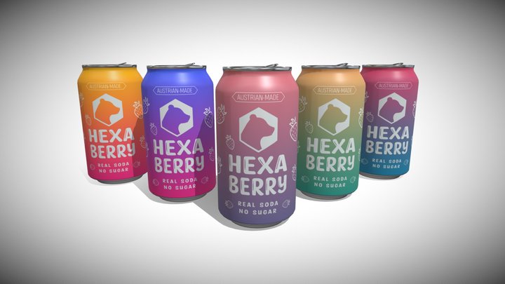 HexaBerry Soda Cans 3D Model