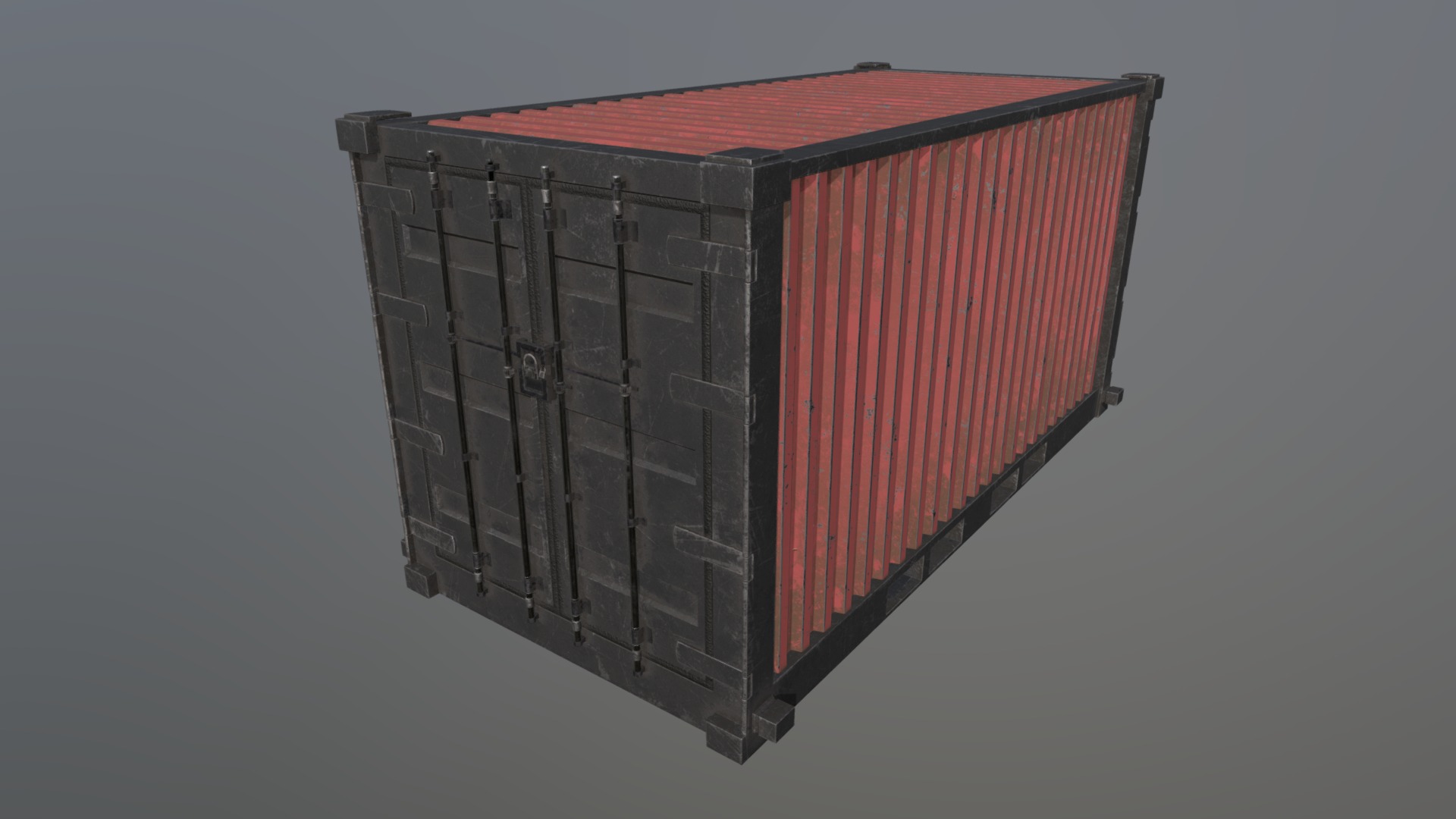 3D model Scifi Shipping Container - This is a 3D model of the Scifi Shipping Container. The 3D model is about a red box with a black lid.