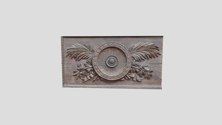 Wooden ornament from old church door 3D Model