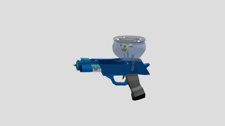 Low Poly ScI-FI Fish Bowl Gun (ANIMATED) 3D Model