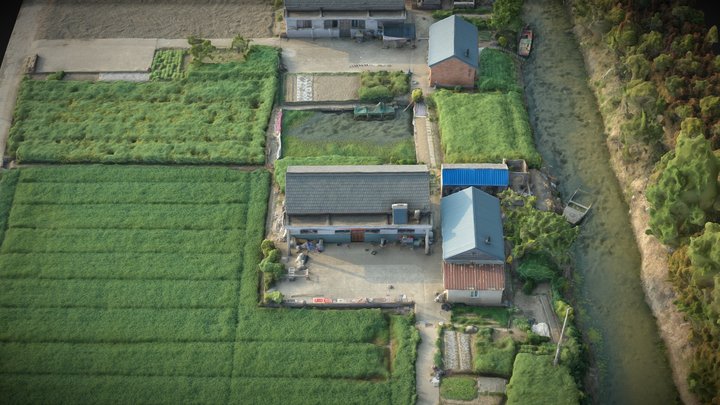 Village, country road, country house and farm – Gratis 3D-model STL
