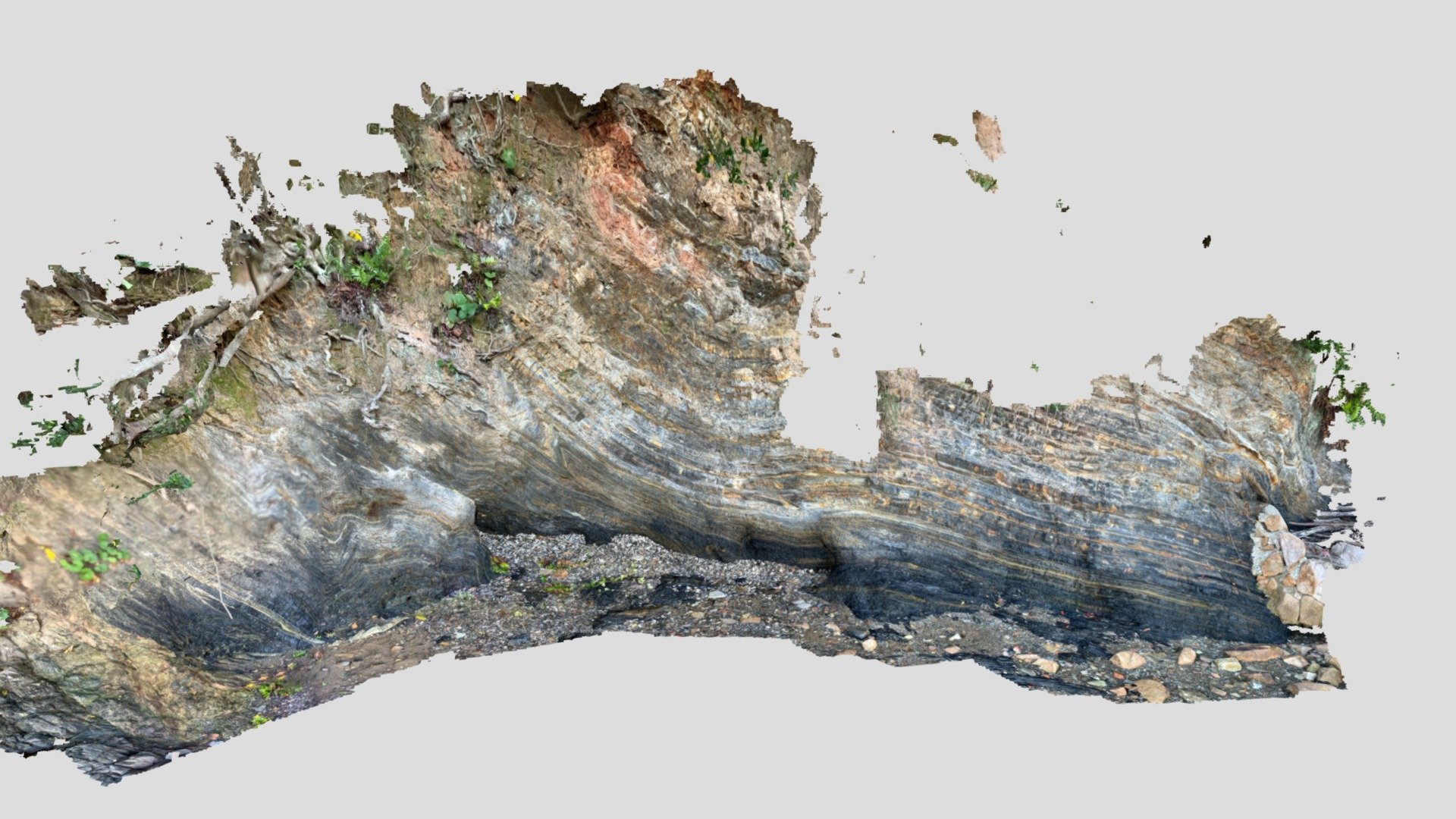 Folded structure of mudstone