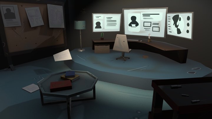 Handpainted Hacker Office 3D Model