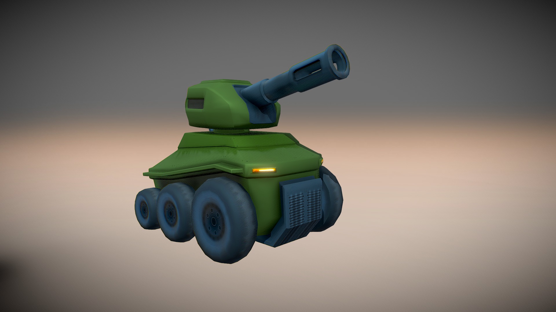 3D model Fortnite Style Asset – Tank - This is a 3D model of the Fortnite Style Asset - Tank. The 3D model is about a toy green and blue toy vehicle.