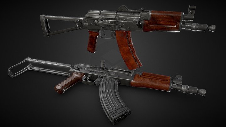 AKS-74U[Game Ready][Low-Poly] 3D Model