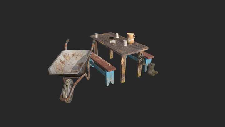Grandma's house - Texture 2 more detailed props 3D Model