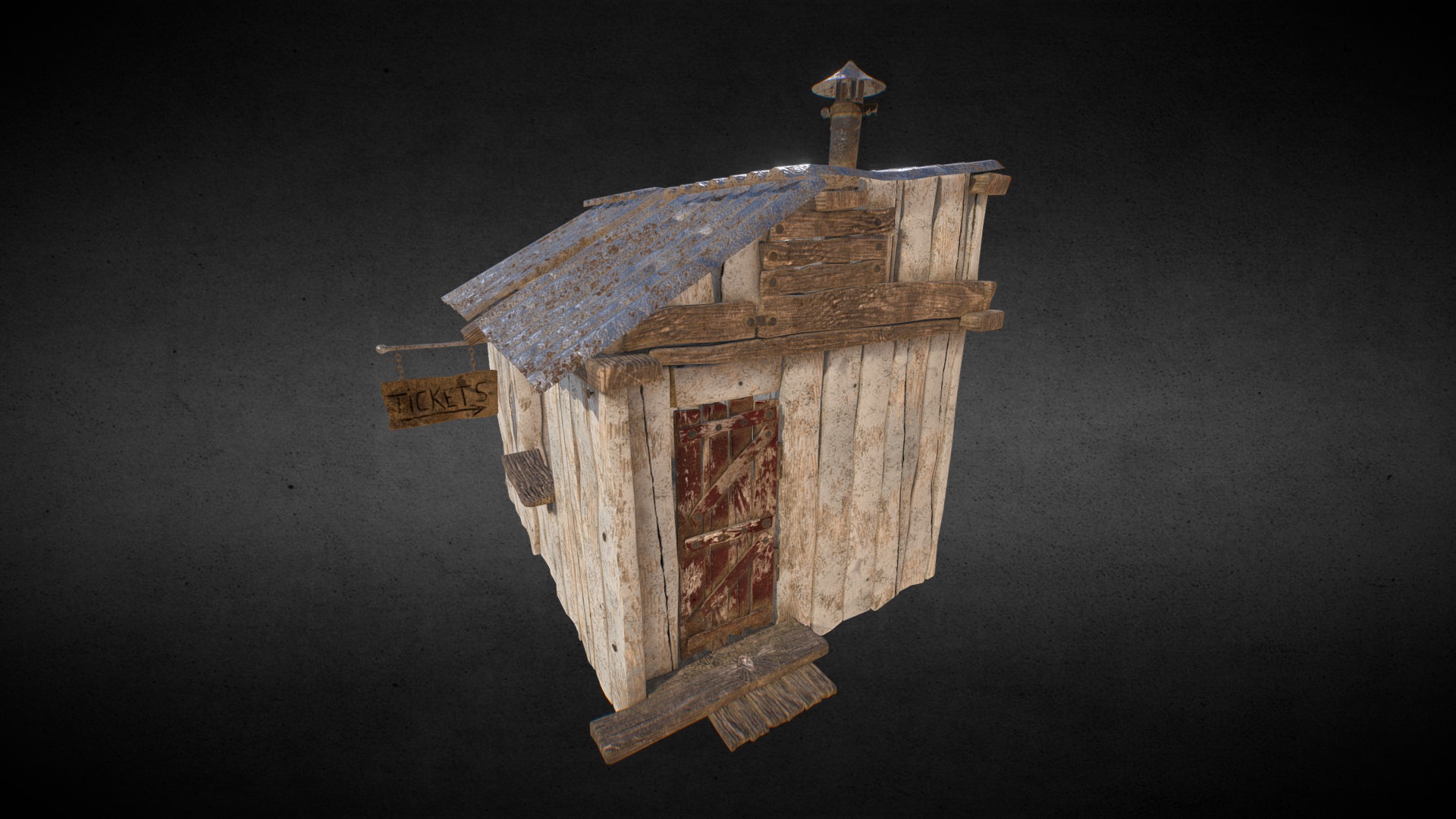 3D model Ticket Store - This is a 3D model of the Ticket Store. The 3D model is about a small wooden house.