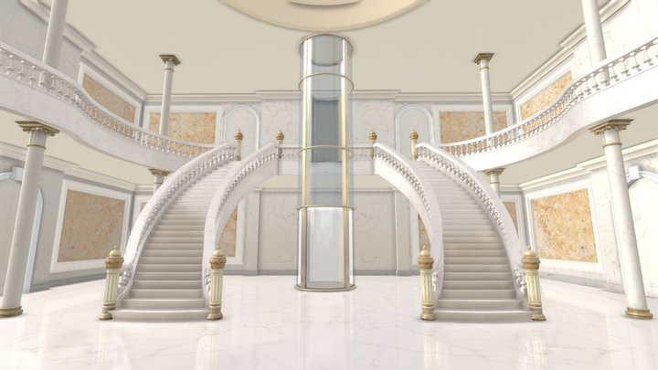 VR Interior Staircase Art Gallery Dec. 2020 3D Model