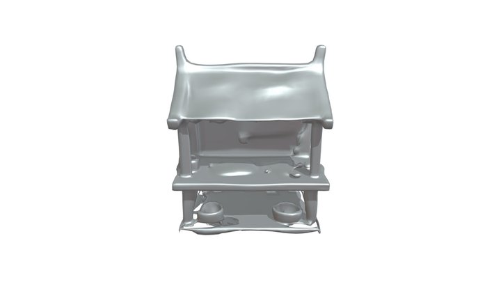 Rustic wooden market stall with various foods o 3D Model