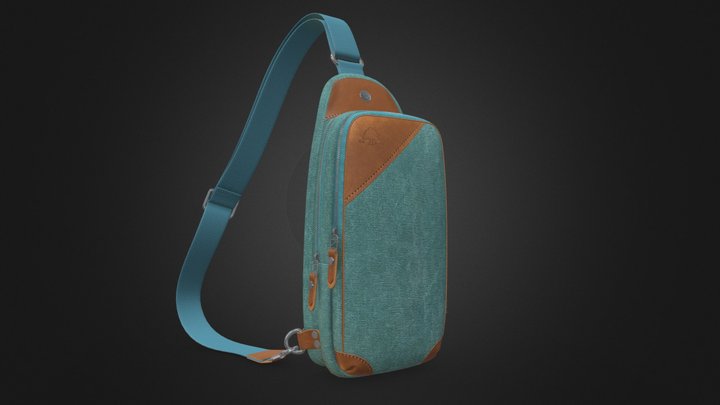 Canna Canvas Sling Bag (Teal) 3D Model
