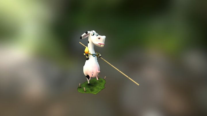 Vaca Guerreira dobradora de Fogo 3D Model