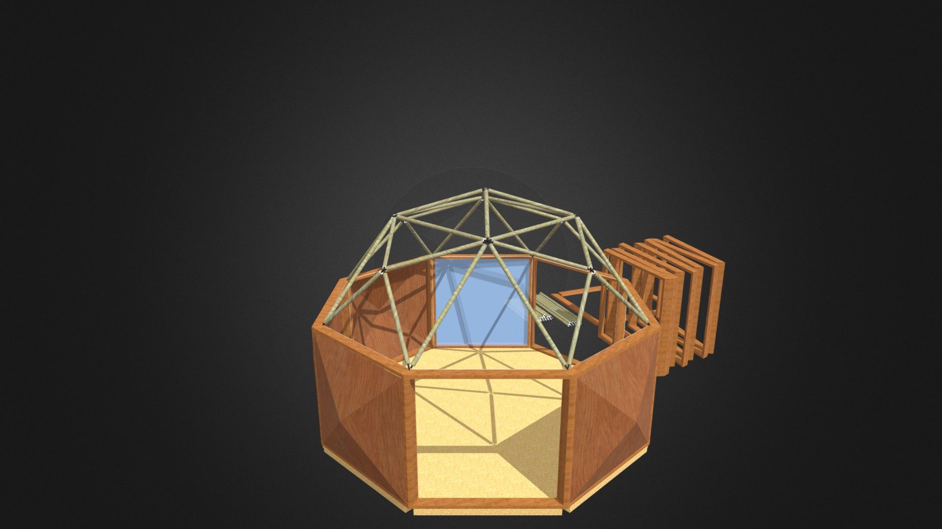 1V/L1 5/8 Rhombicuboctahedron Dome cabane — Sketchfab embed 3D viewer