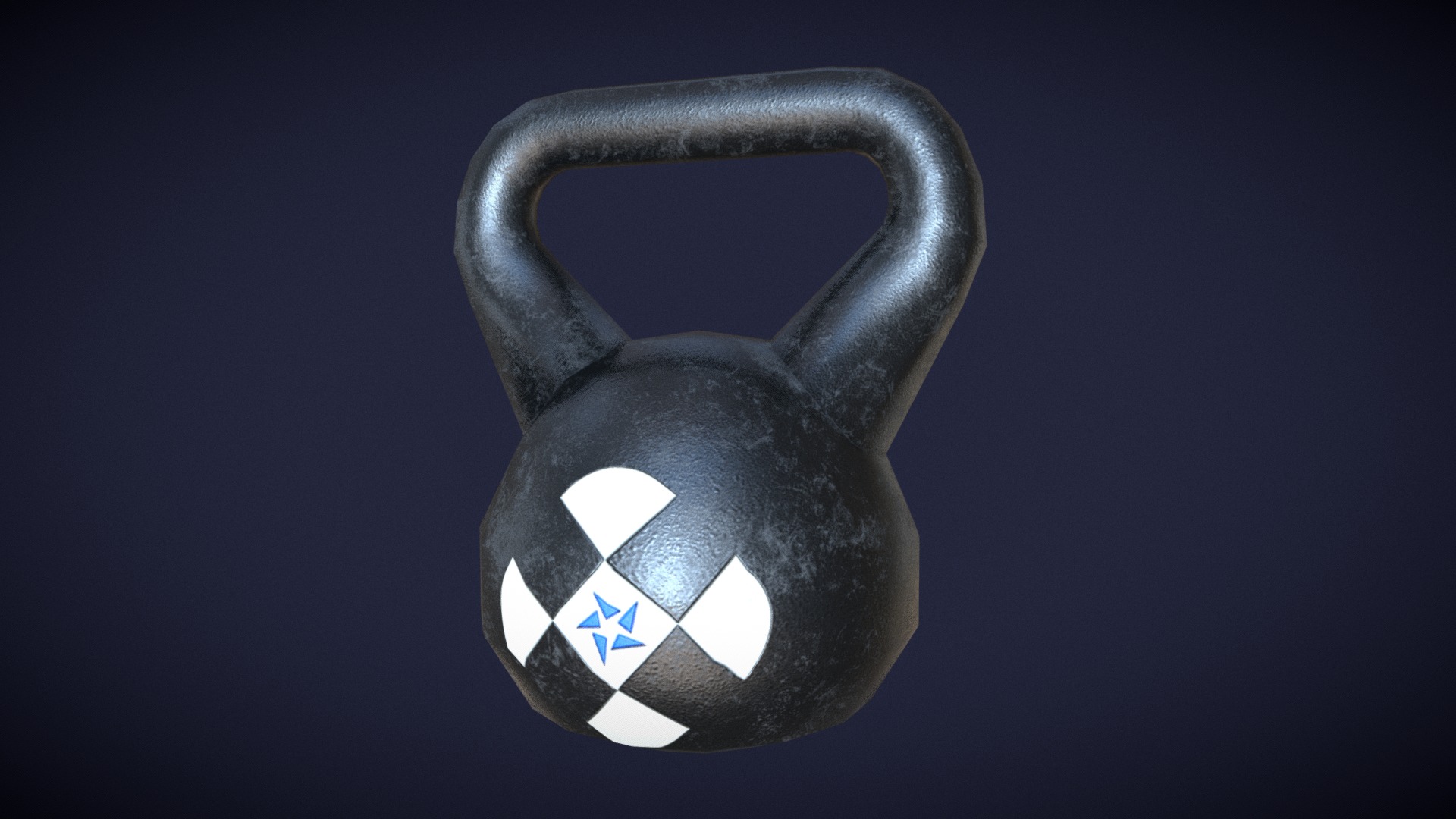 3D model Gym Kettlebell – Low Poly - This is a 3D model of the Gym Kettlebell - Low Poly. The 3D model is about a black and silver cat.
