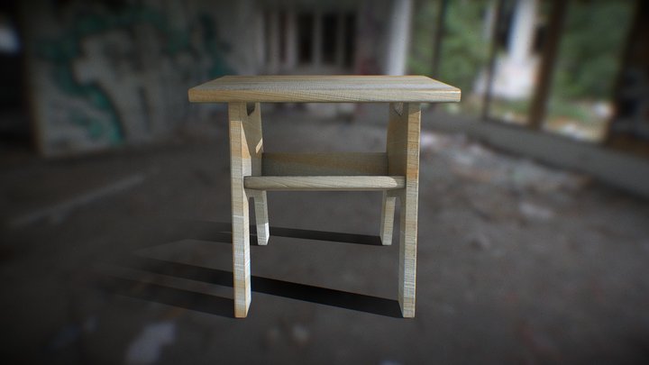 Wooden Stool 3D Model