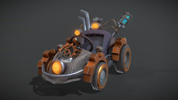 Steampunk Kart - Stylized Game Model 3D Model