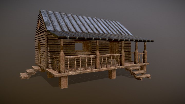 Old wood cabin 3D Model