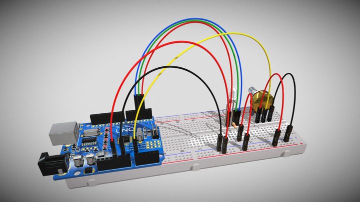 Aula 25 - LED RGB Ânodo Comum 3D Model