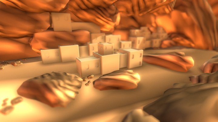 Low Poly Pueblo 3D Model