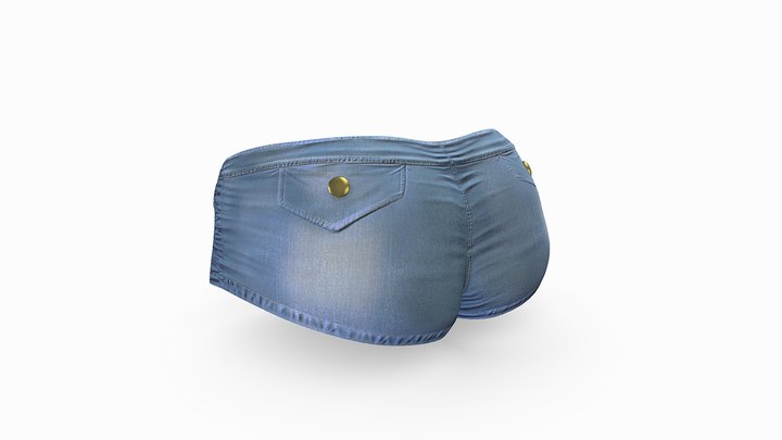 Micro Denim Shorts With Belt 3D Model