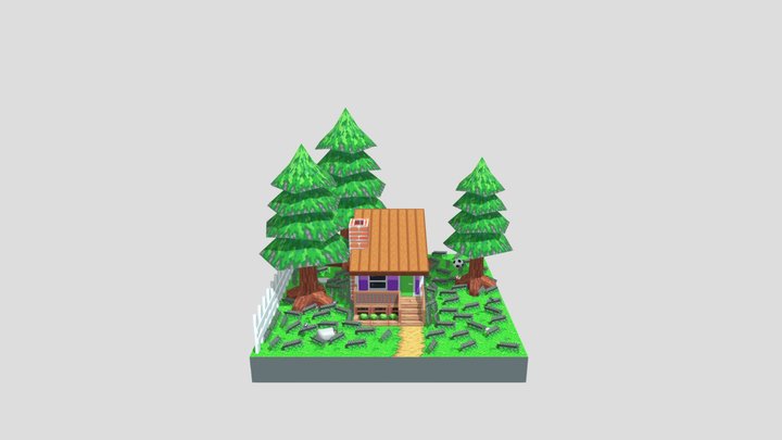 forest with a house 3D Model