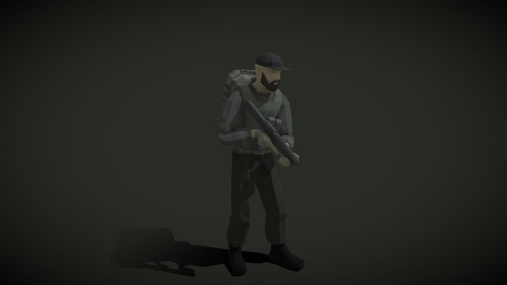 Low Poly Soldier 3D Model