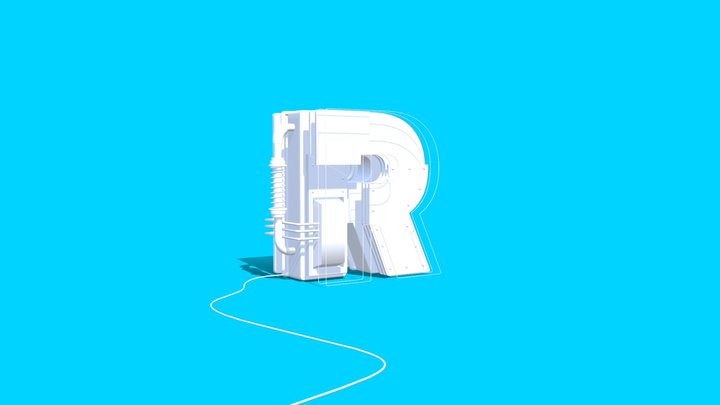 Letter R typography 3D Model