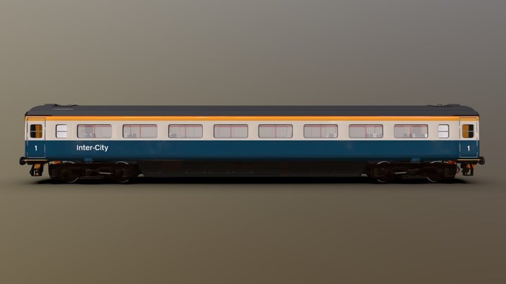 Train - Mark 3 Carriage 1st Open Rail Blue – Free 3D Model STL