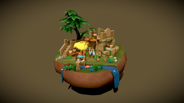 Mayan Fishing Temple 3D Model