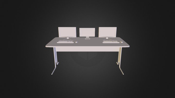 Monitor Mouse Keyboard Desk 3D Model