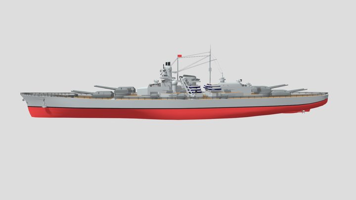 German Bismarck Battleship 3D Model