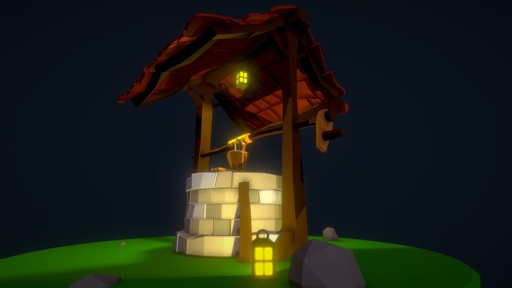 Simple Low Poly Well 3D Model