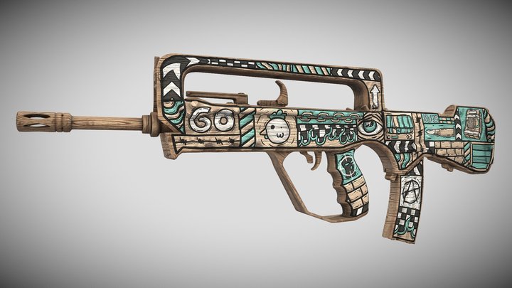 Famas | Carved Engravings 3D Model