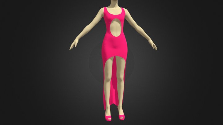Pink Long Dress – Modello 3D gratuito STL
