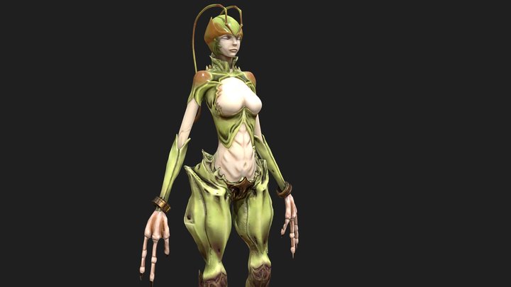 Female Lotus Warrior Character WIP 3D Model