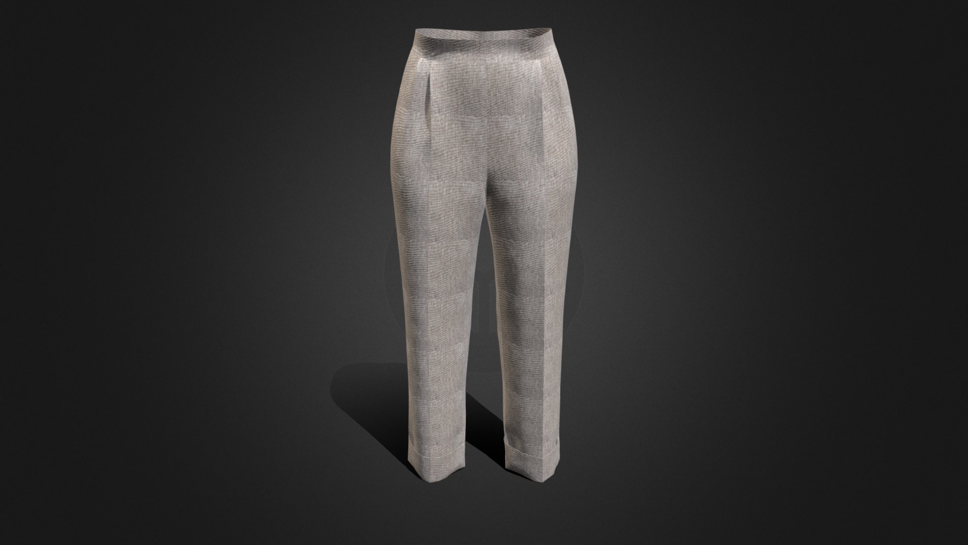 3D model Two-tuck-woven Pants - This is a 3D model of the Two-tuck-woven Pants. The 3D model is about a pair of grey pants.