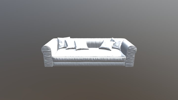 Sofa Alfred triple Pearl White Velour R 3D Model