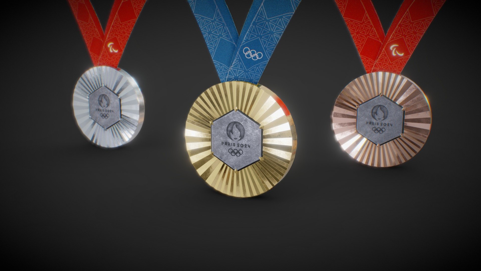 Official Paris 2024 Summer Olympics Medals - Buy Royalty Free 3D model ...