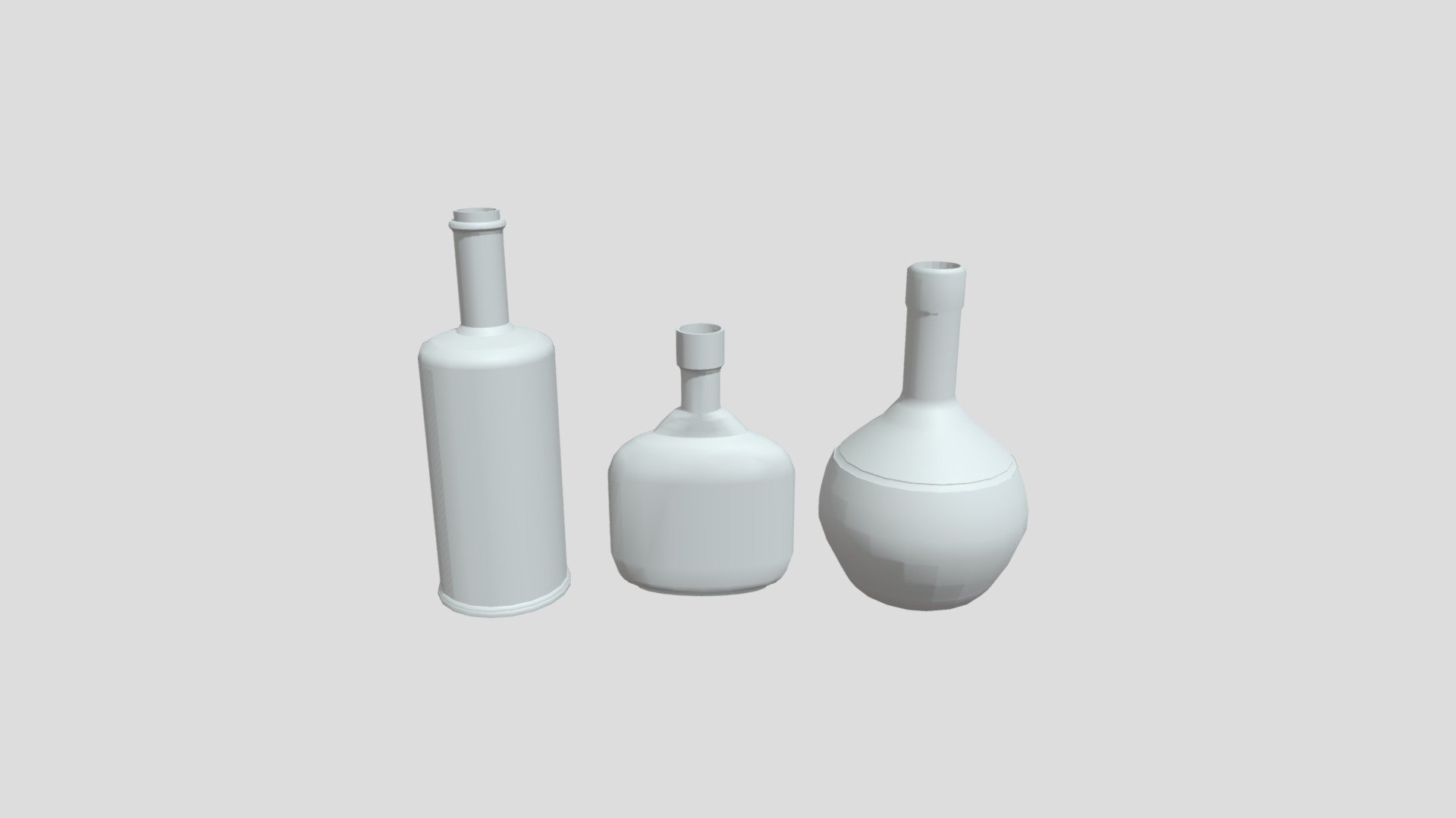 Hard Surface Modeling Three Bottles