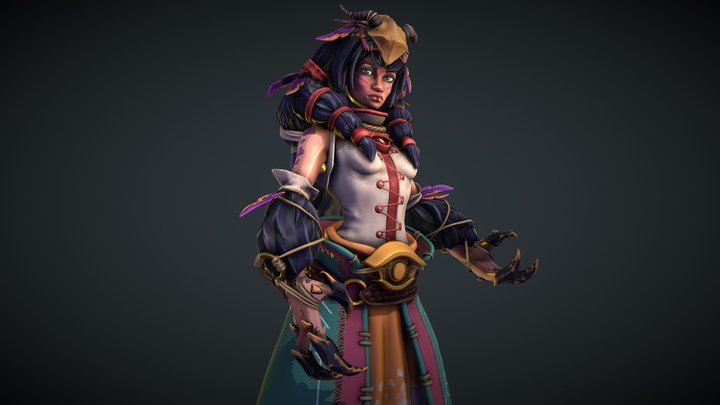 Raven Tribe Girl 3D Model