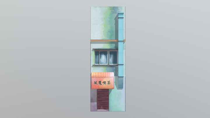 Japanese Cafe Storefront 3D Model