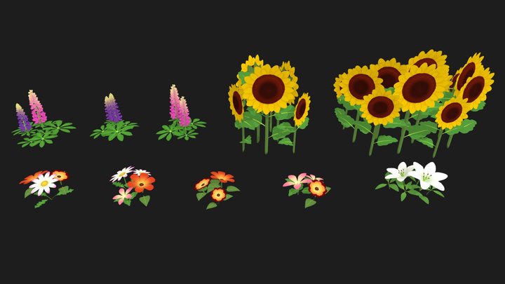 Harvest Havoc: Stylised Flowers 3D Model