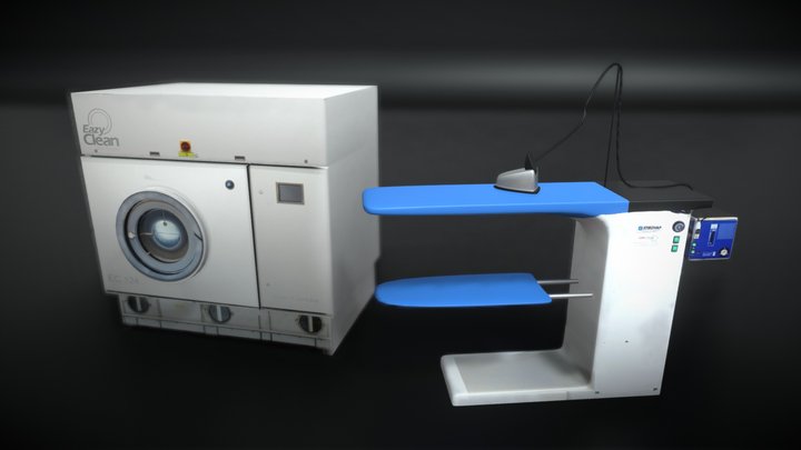 Industrial Dryer Machine & Ironing 3D Model