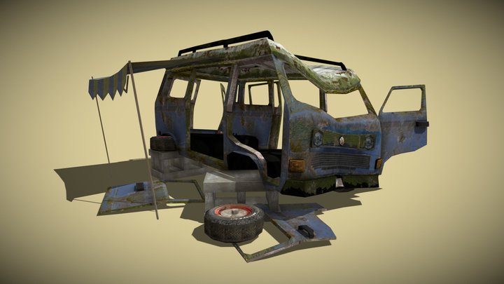 Crushed Van 3D Model