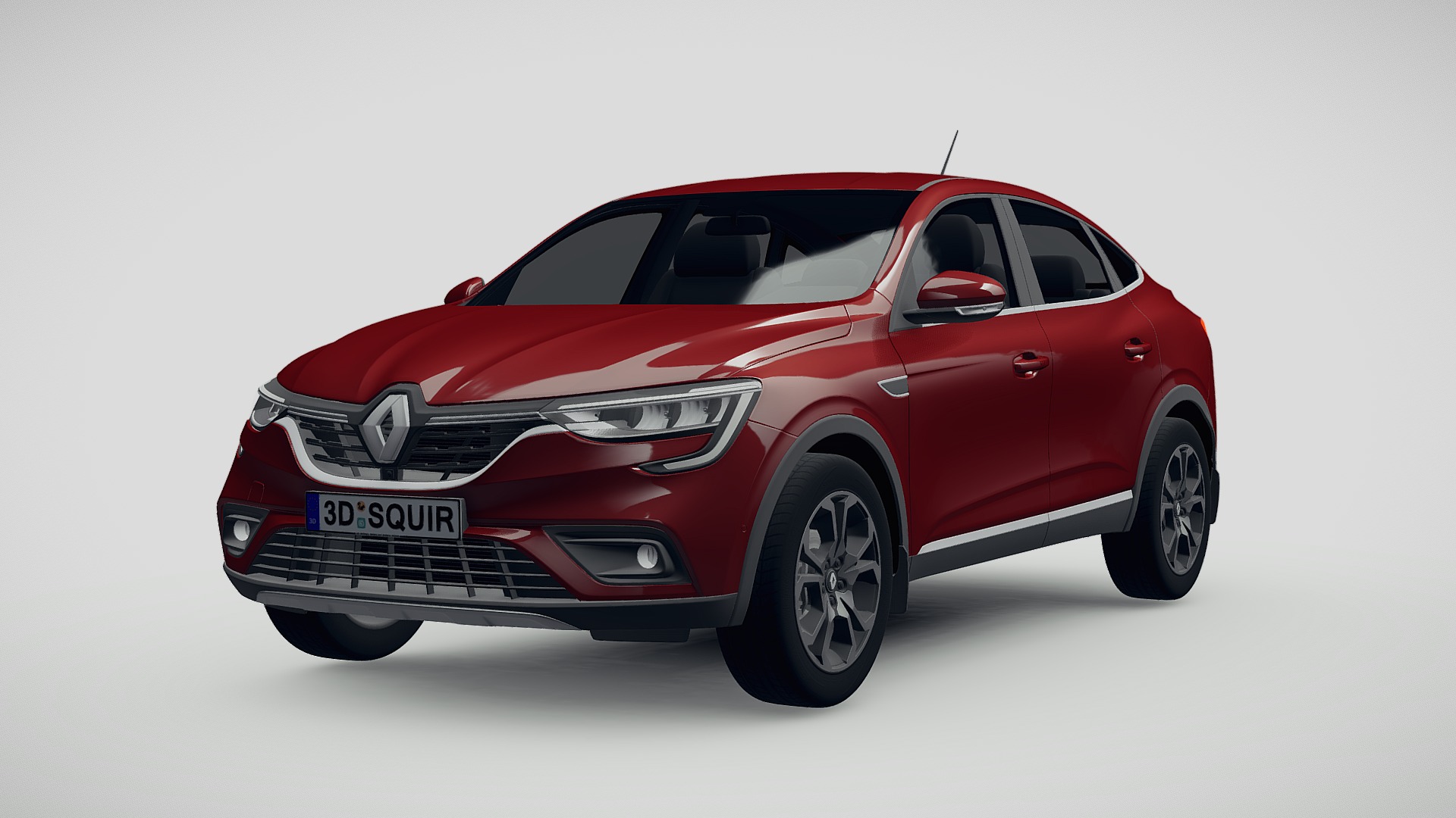 3D model Renault Arkana 2020 - This is a 3D model of the Renault Arkana 2020. The 3D model is about a red car with a white background with Holden Arboretum in the background.