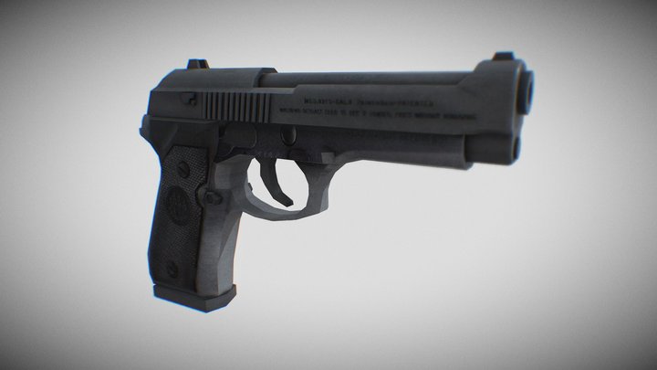 Low Poly Beretta 92FS 3D Model