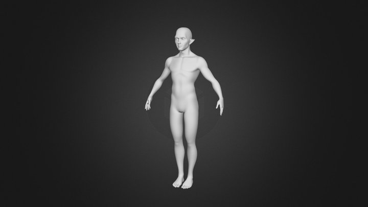 Semi-Stylized Male Elf All-Quads Basemesh 3D Model