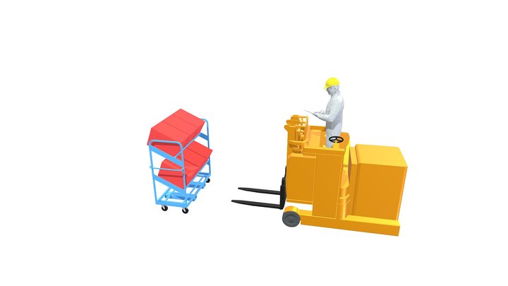 Forklift+trolley (SF) 3D Model
