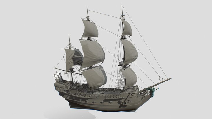 Black Pearl Ship 3D Model